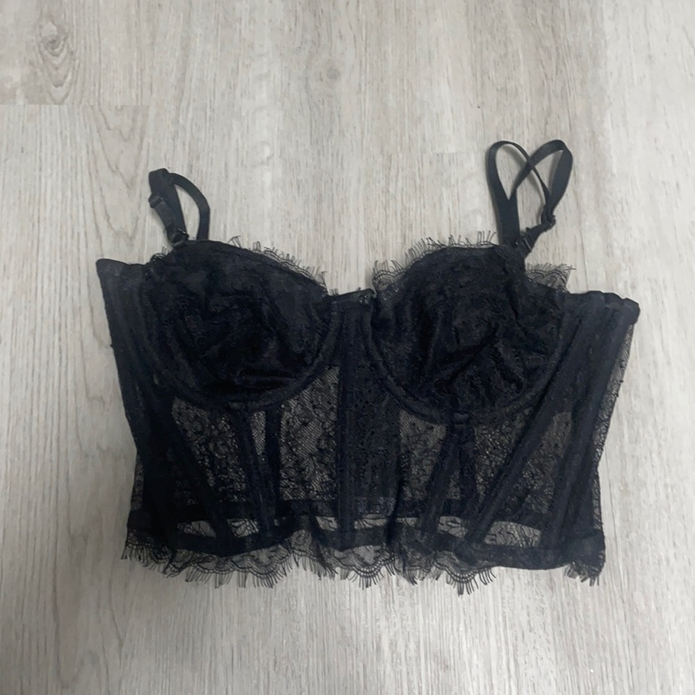 Black Windsor Lace Lingerie Top